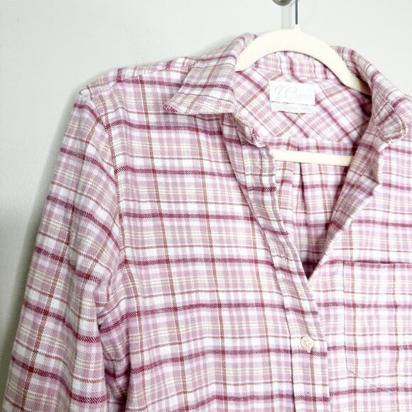 J.Crew Womens Button-Up Shirt Flannel Plaid Long Sleeve Classic-Fit Pink Size 4 - Picture 3 of 7